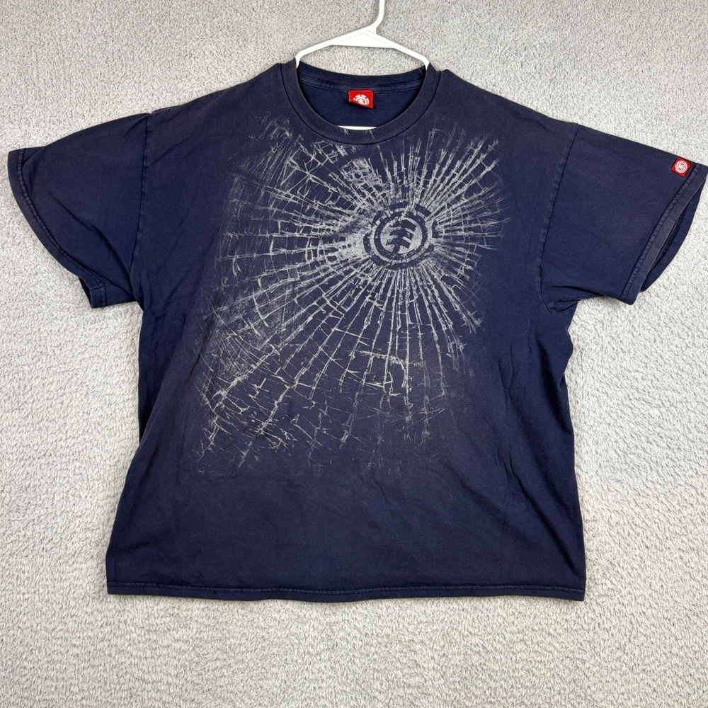Element Shirt Mens XL Blue Shattered Glass Logo Graphic Vintage Skater Tee